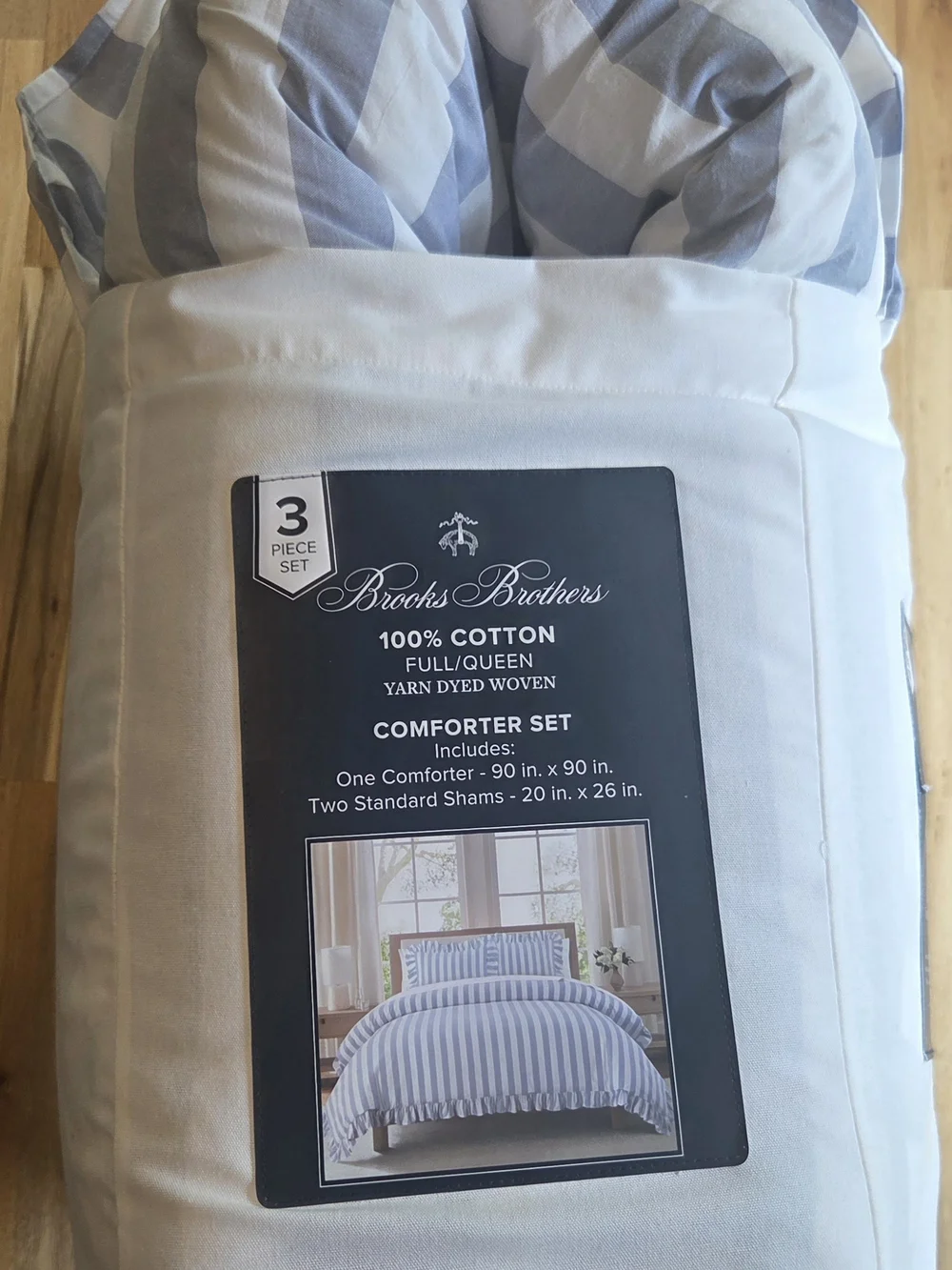 Brooks Brothers Cotton Duvet/Comforter Bedding Set - Blue & White